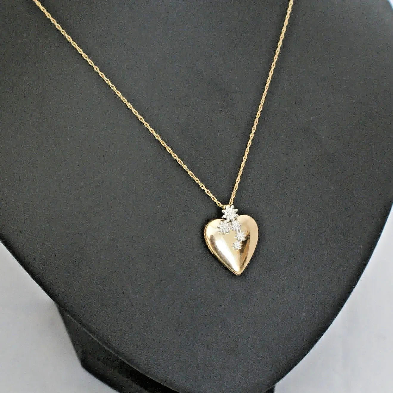 Vintage 14k White Yellow Gold Fill Heart Locket Chain USA made See Video c1990s