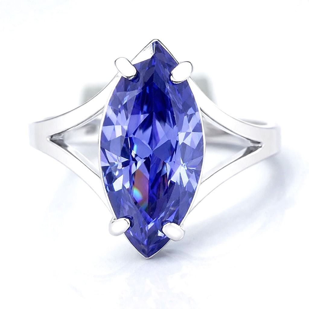 LAB CREATED 3.07 Cts AAA TANZANITE RING 10K SOLID WHITE GOLD – New With Tag