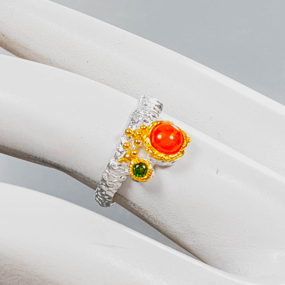 Handmade Jewelry Gift Heated Natural Opal 925 Sterling Silver Ring / RVS410