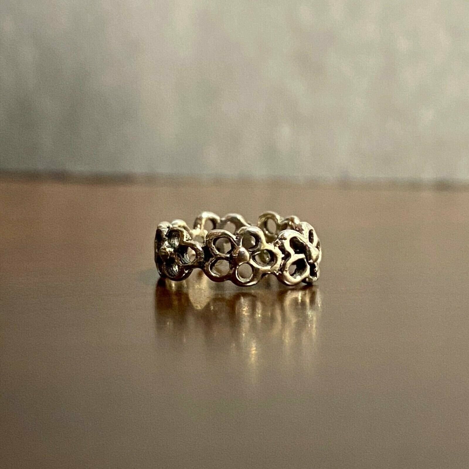 Sterling silver tiny flower wreath earring cuff