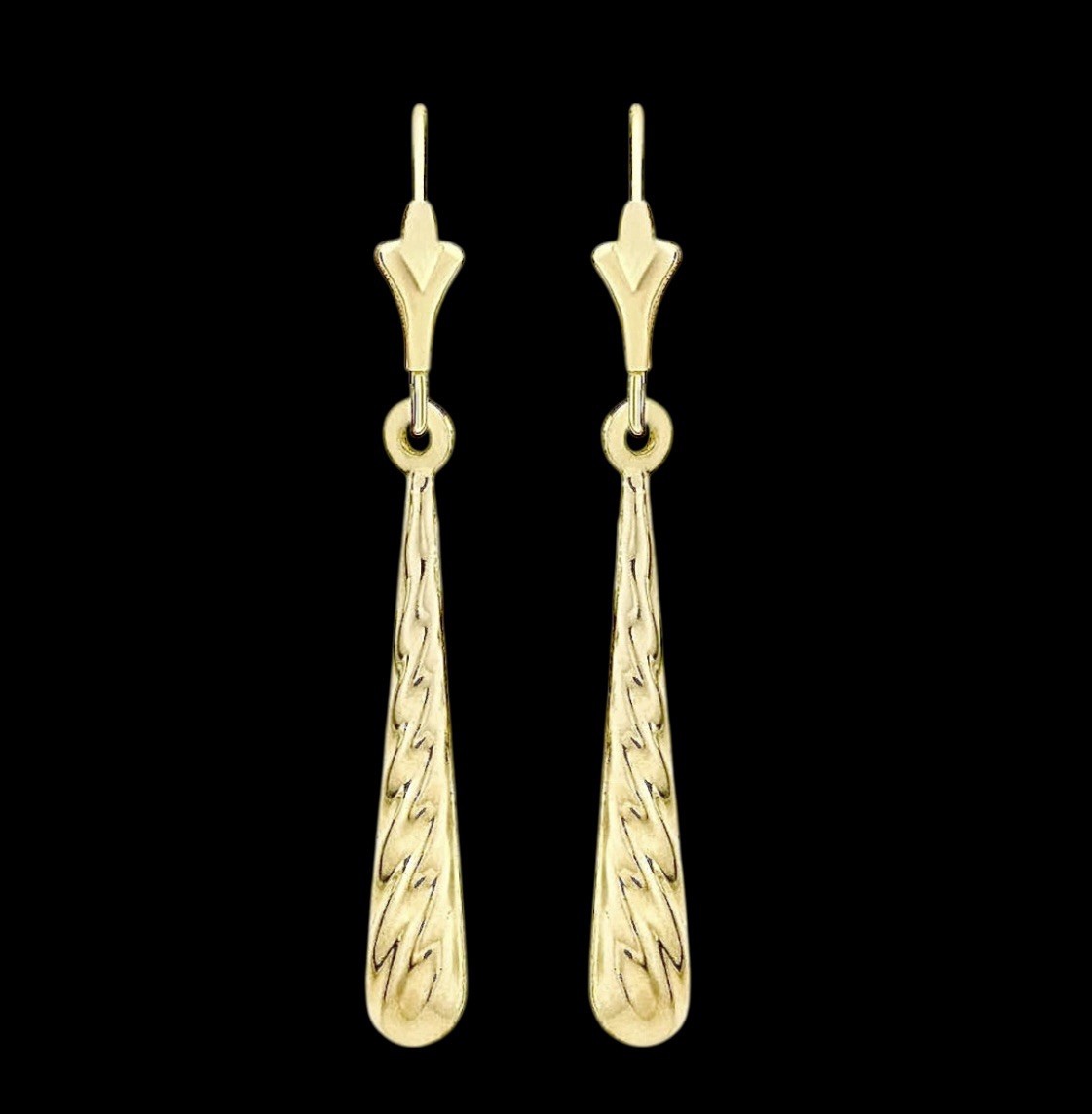 9ct Gold Drop Earrings 30 x 4mm Dangle 375 Yellow Gold Made in Italy RRP £156