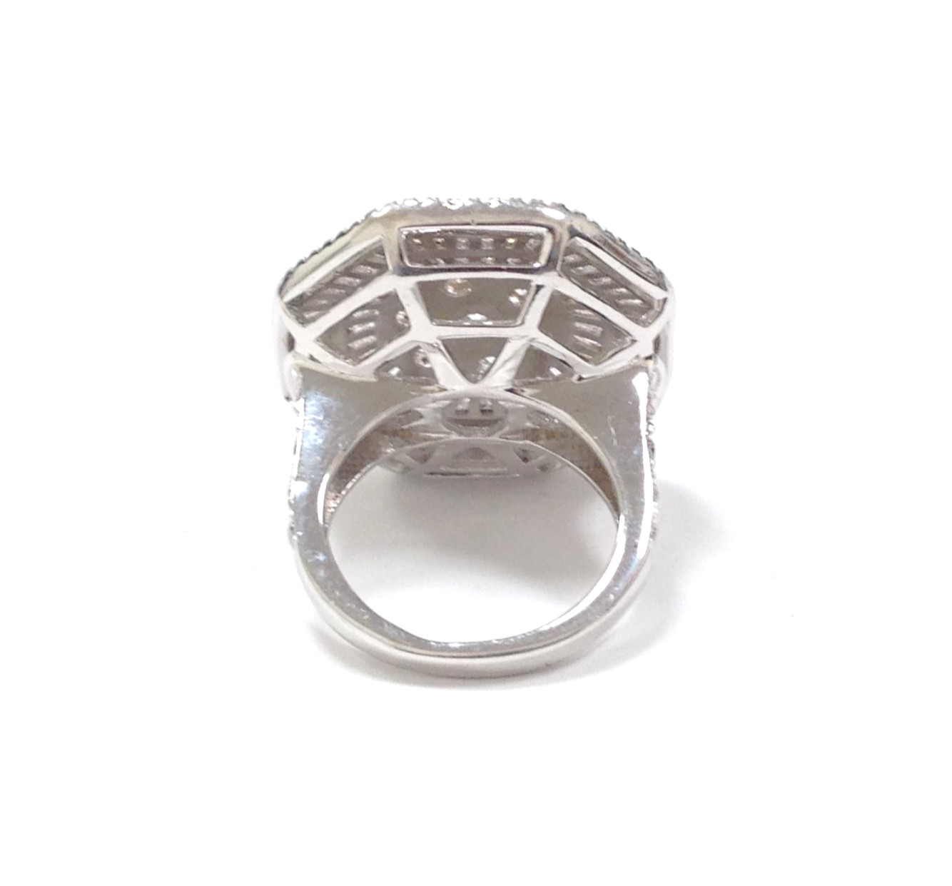 FZN Fuzion Creations 925 Sterling Silver Art Deco-Style CZ Statement Ring Sz 4.5