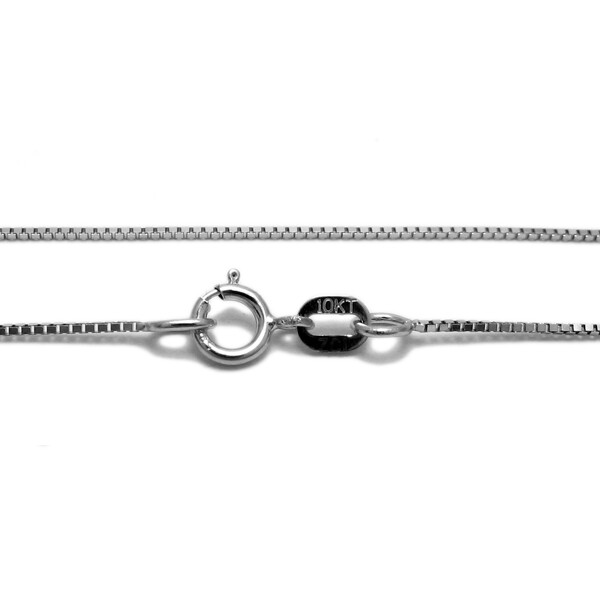 Guaranteed Genuine 10K White Gold Box Chain Necklace 0.6mm 16″-24″