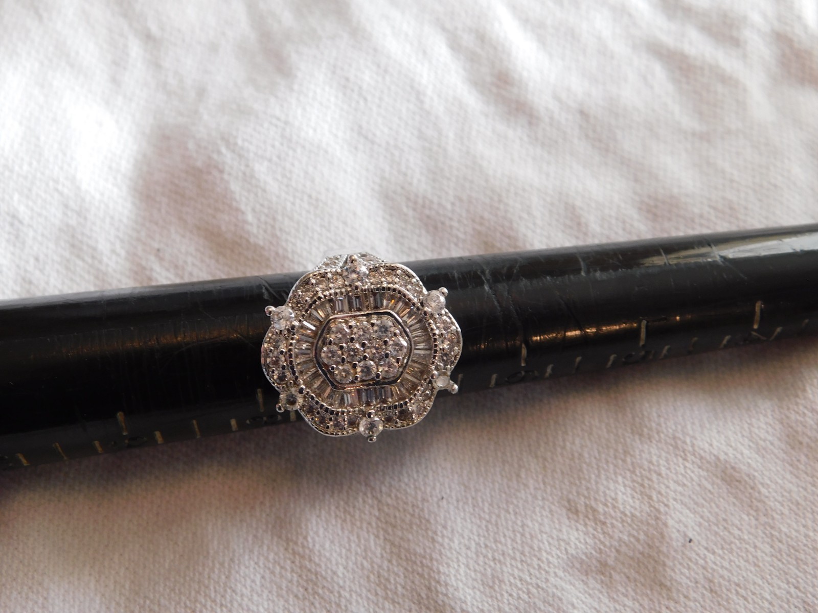 Sterling Silver Cubic Zirconia Statement Ring Size 7 Signed Canada 925