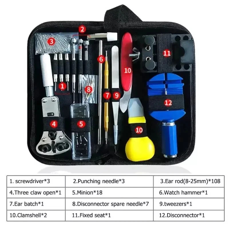 147Pcs Watch Repair Back Case Pin Link Spring Strap Remover Opener Tool Kit Set