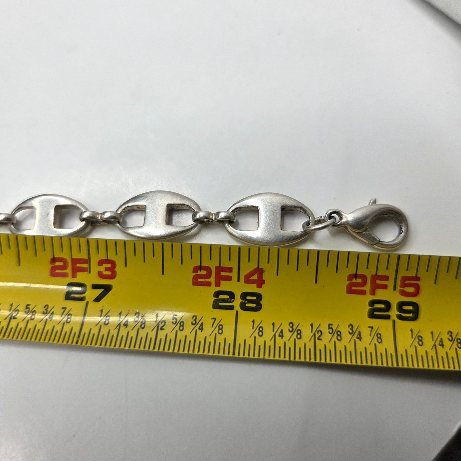 Mariner Anchor Link Chain Necklace 28.5″ Silver Tone Puffed Flat Bold