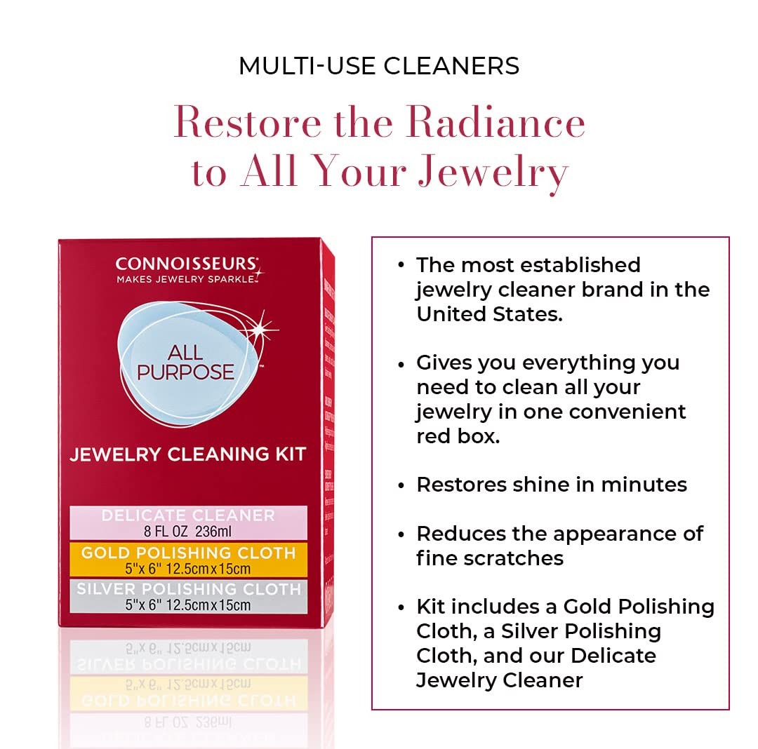 CONNOISSEURS All-Purpose Jewelry Cleaning Kit – Includes Delicate RED
