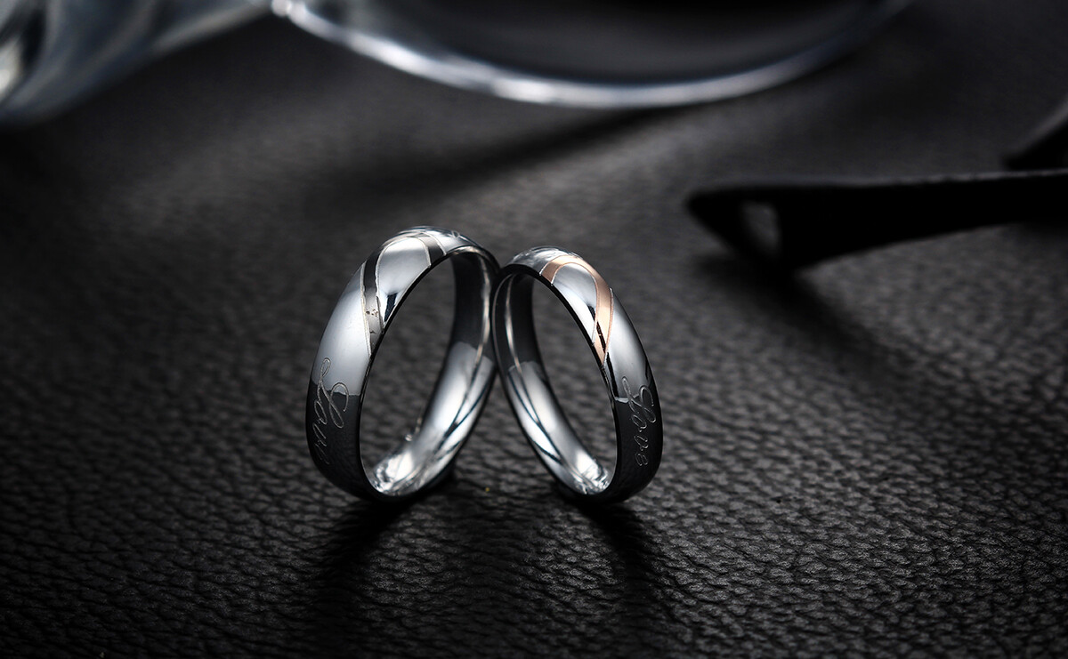 Couples Love Heart Puzzle Matching Stainless Steel Wedding Band Engagement Ring