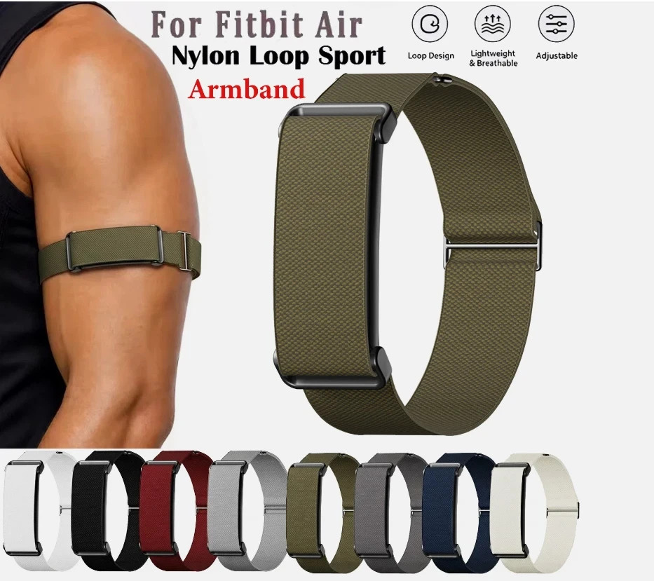 For Google Fitbit Air 2026 Nylon Sports Band Adjustable Loop Armband Bicep Strap