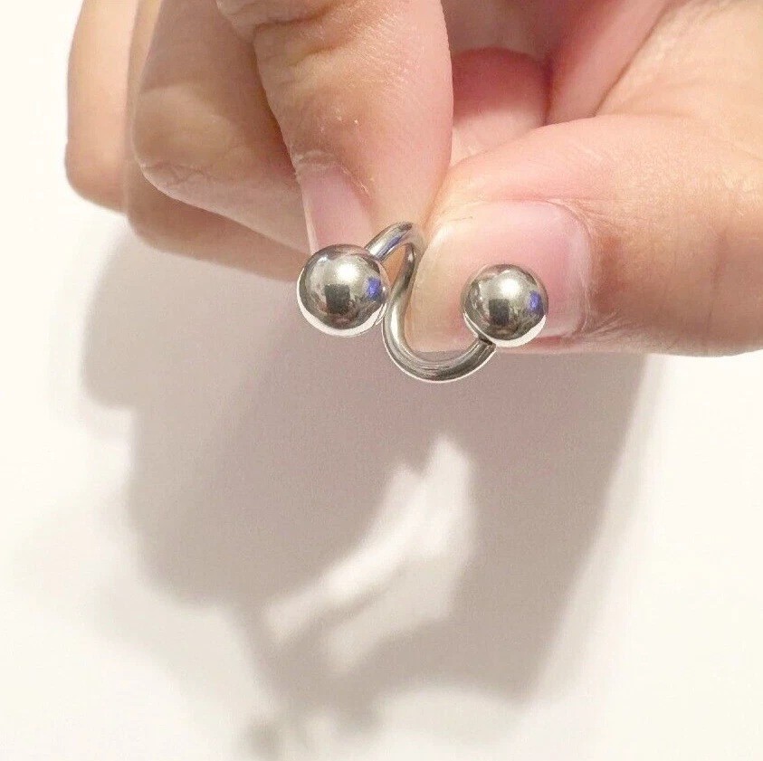 Surgical Steel 8mm 14g 6mm Big Balls VCH Piercing TWISTER Barbell.