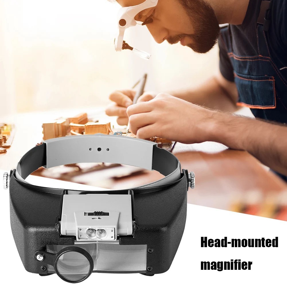 Jewelers Head Headband Magnifier LED Illuminated Visor Magnifying Glasses Loupe