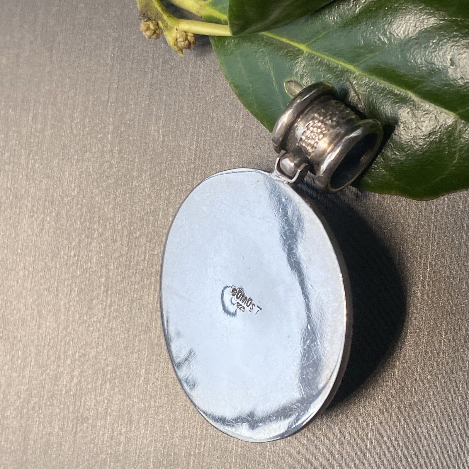 Vintage Chalcedony Pendant Estate Fine Jewelry Pre-owned Sterling Silver Gold Pt