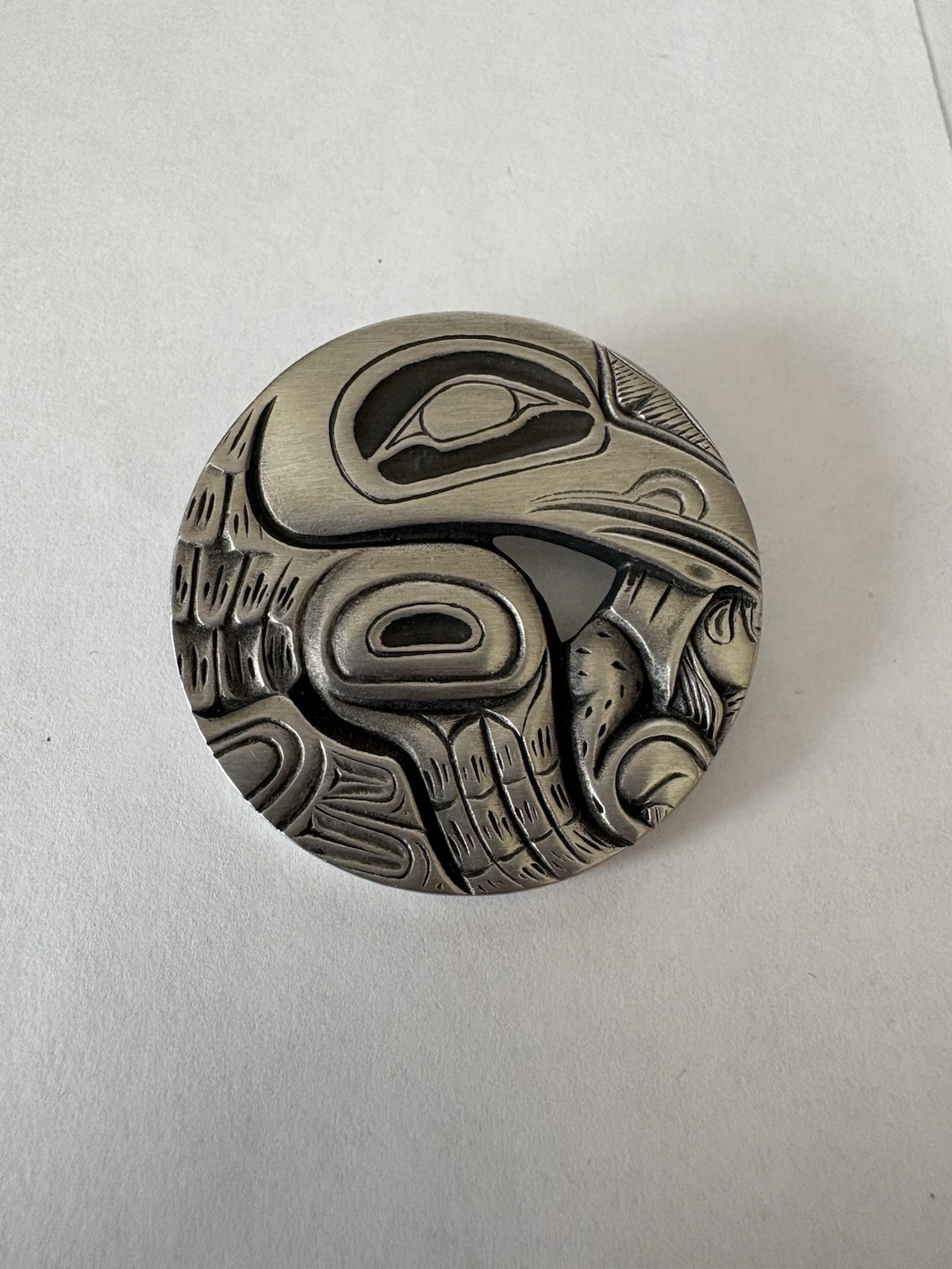 Frederick Pewter Canada Raven Totem Brooch