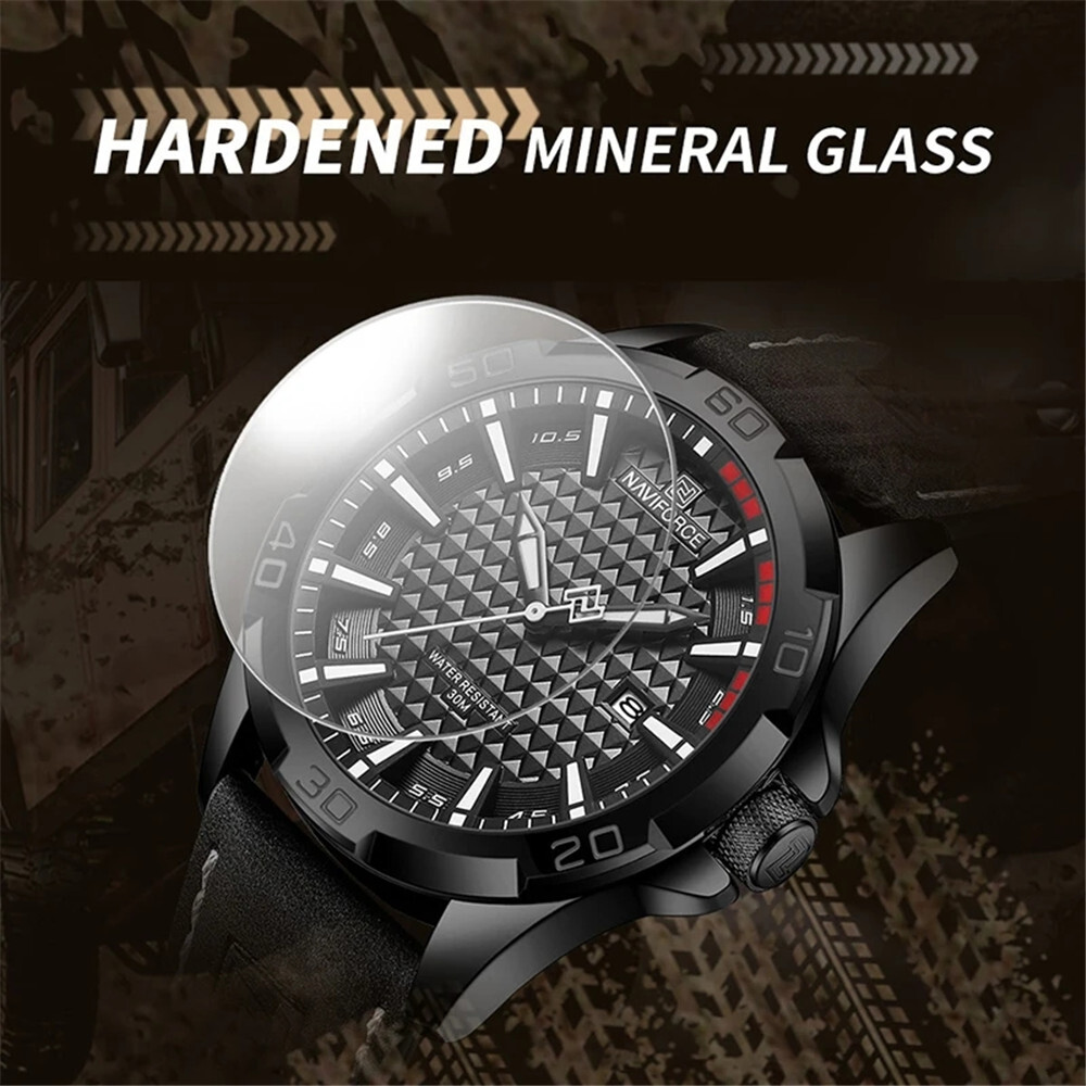 NAVIFORCE Men Quartz Watch Leather Watch Gifts Simple Dial Male Sport Wristwatch