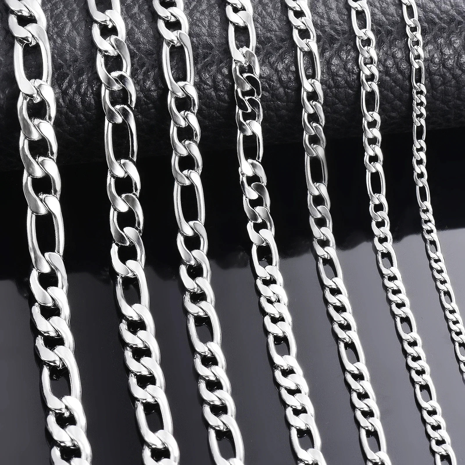 925 Sterling Silver Necklace Figaro Chain 2-12mm 40-75cm Women Jewelry