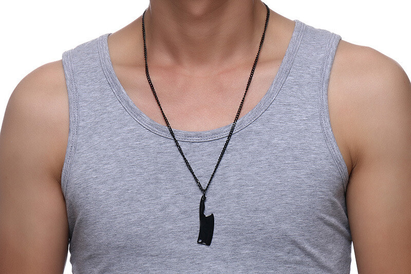 Stainless Steel Kitchen Knife Pendant Multicolor Necklace Personalized Jewelry