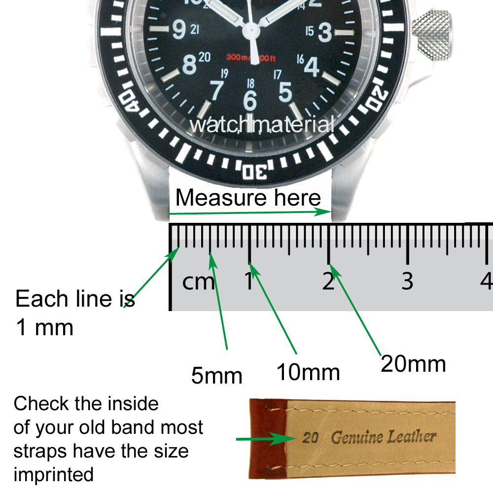 Extra Long Watch Band Dark Brown Leather Strap Mens XL 16mm 18mm 20mm 22mm 24mm