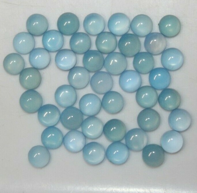 Blue Chalcedony 3mm, 4mm, 5mm, 6mm, 7mm, 8mm, 10mm & 12mm Round Loose Cabochon