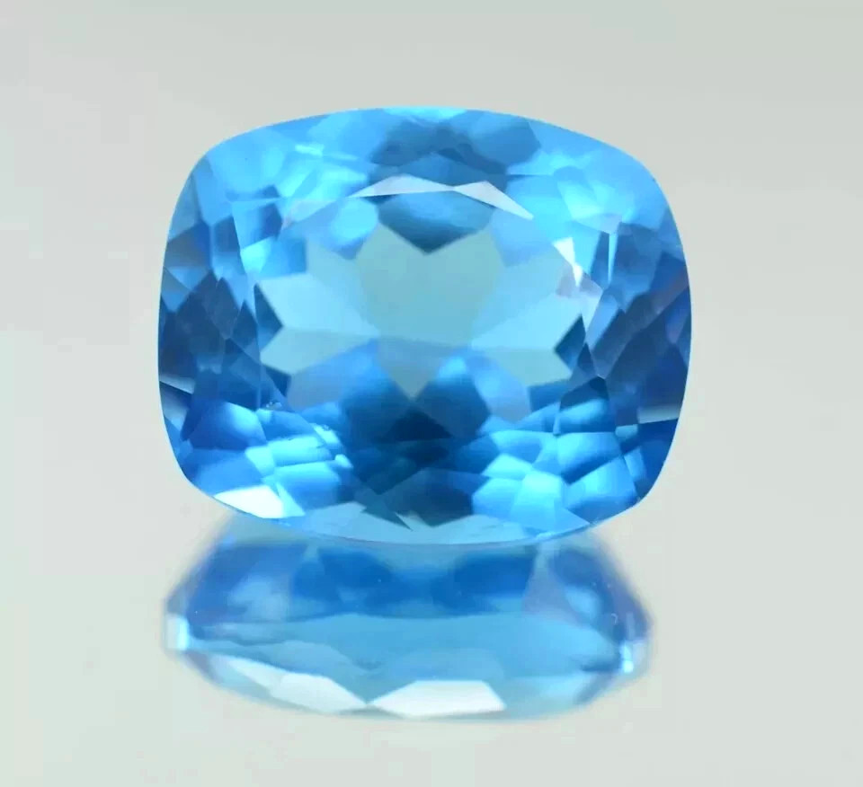 AAA 14.80 Ct Sparky Natural Sky Blue Sapphire Loose Cushion CERTIFIED Gemstone