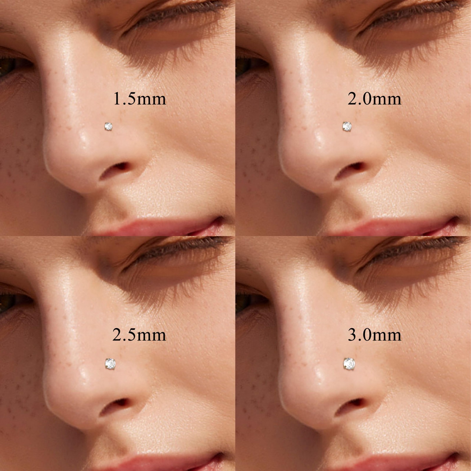 Jstyle 20G 8 Pcs a Set Stainless Steel Nose (0.8mm), Silver Plated-20G