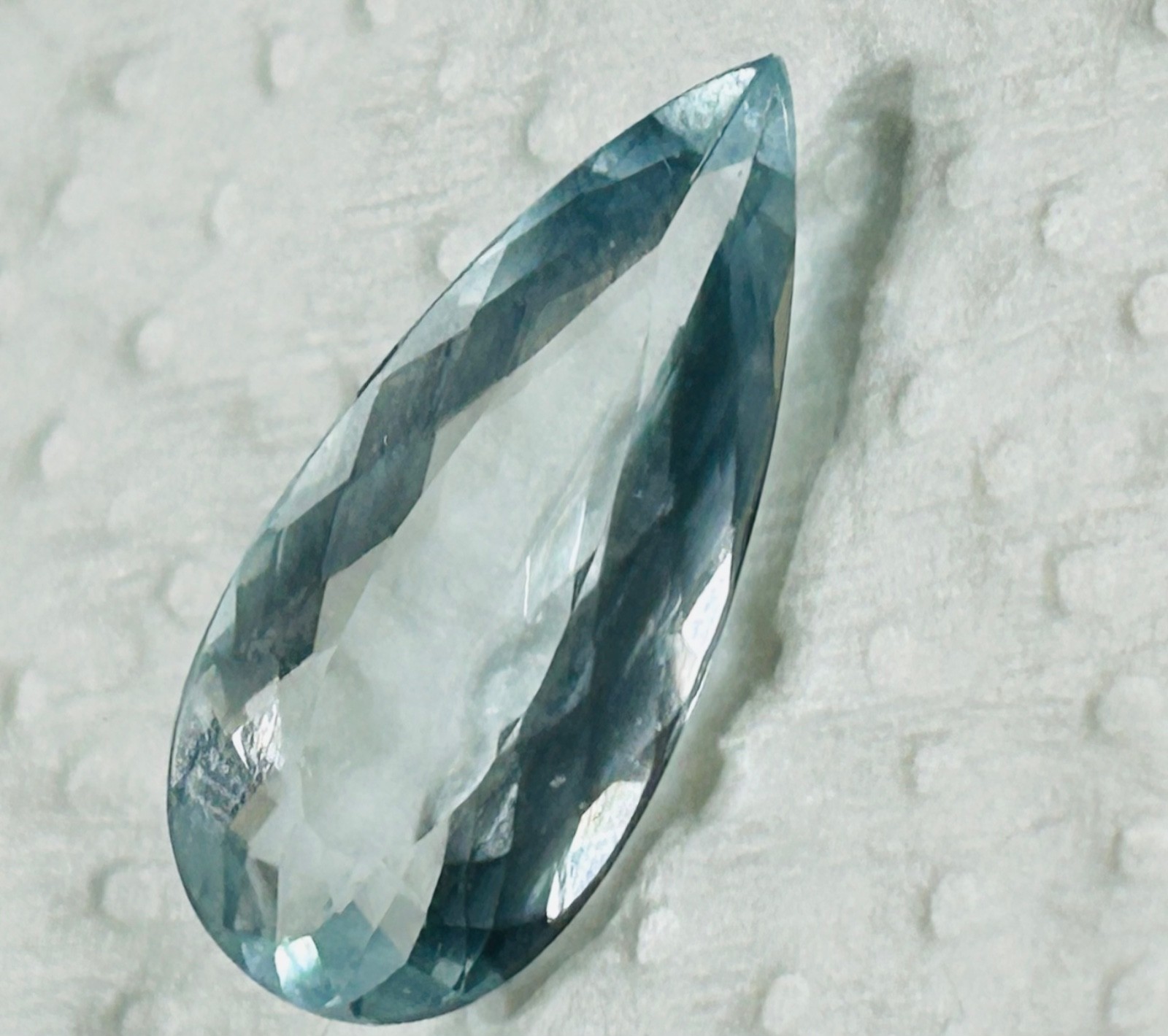 Very Light BLUE TOPAZ 12 CT Faceted Pear /Tear Drop Natural Gemstone 25 x 12 mm