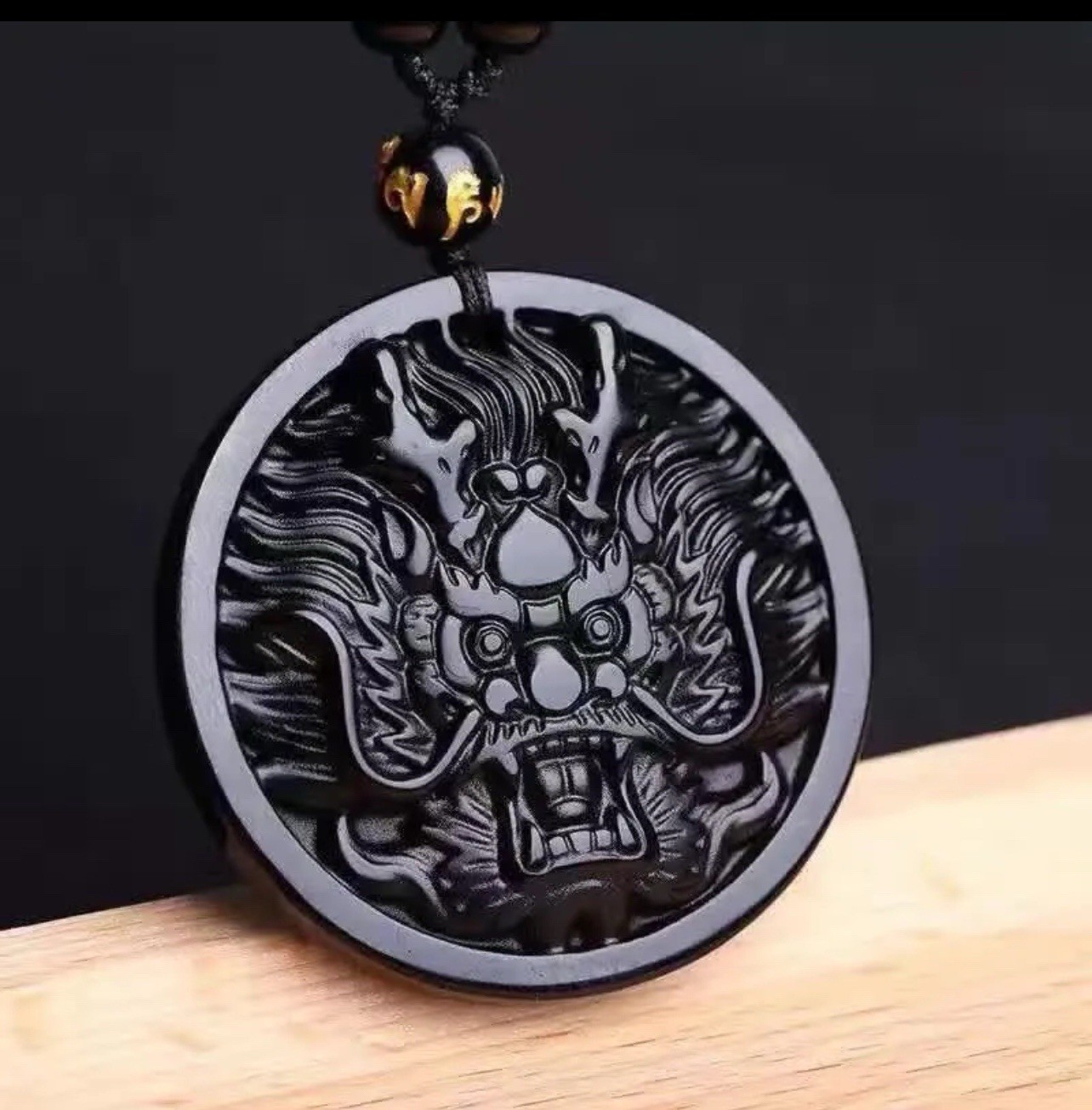 Obsidian Hand Carved Dragon Lucky Amulet Pendant Necklace🇺🇸USA FAST Shipping!