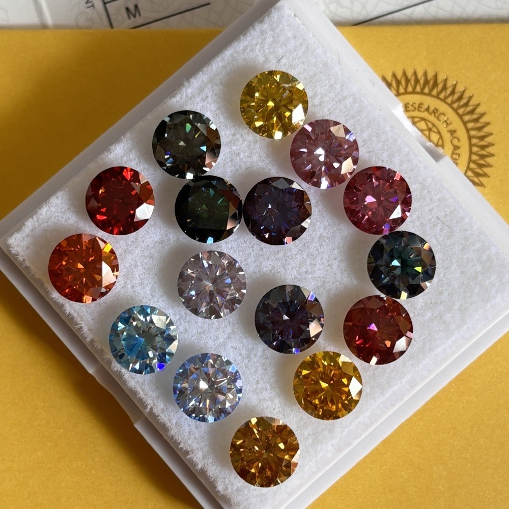 GRA VVS1 Multicolor 0.1-5ct Round Cut Moissanite Stone for Jewelry Making