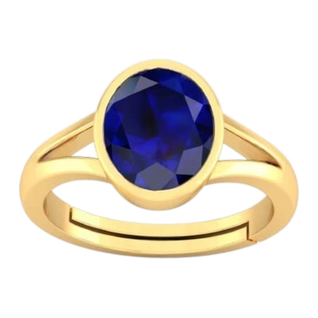 Certified 7.50 Ct Blue Sapphire Ring Gold Plated Adjustable Men Women Gift