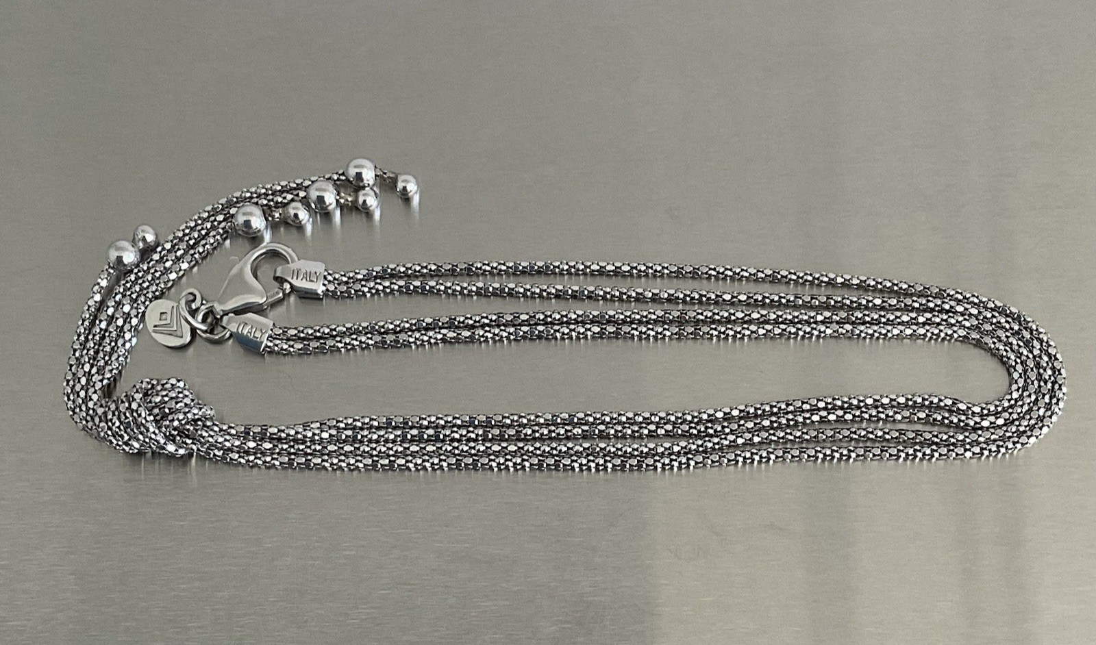 Silpada Retired Necklace “Forget Me Knot” Double Strand Popcorn Chain 16.5″