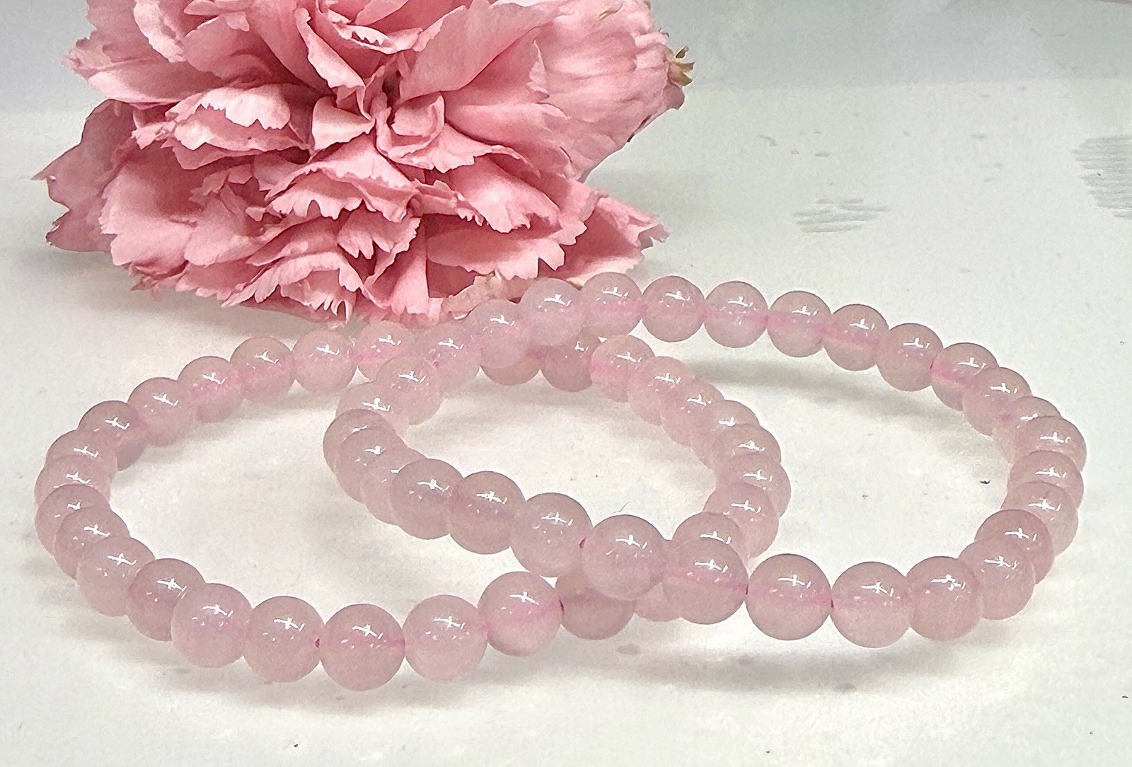 Wholesale 6 Pcs Natural Rose Quartz 6mm 7.5” Crystal Healing Stretch Bracelet