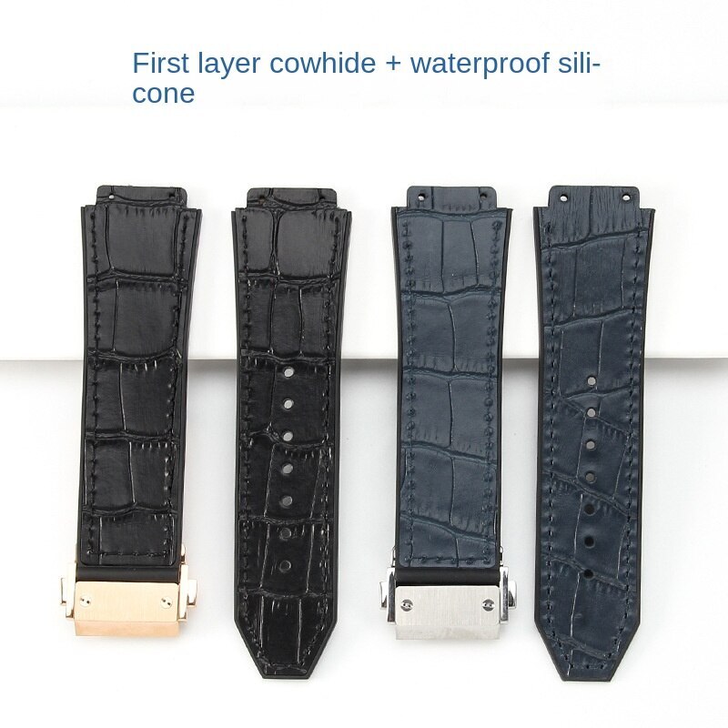 High Quality Genuine Leather Silicone Watch Band Strap for Hublot Big Bang 26mm