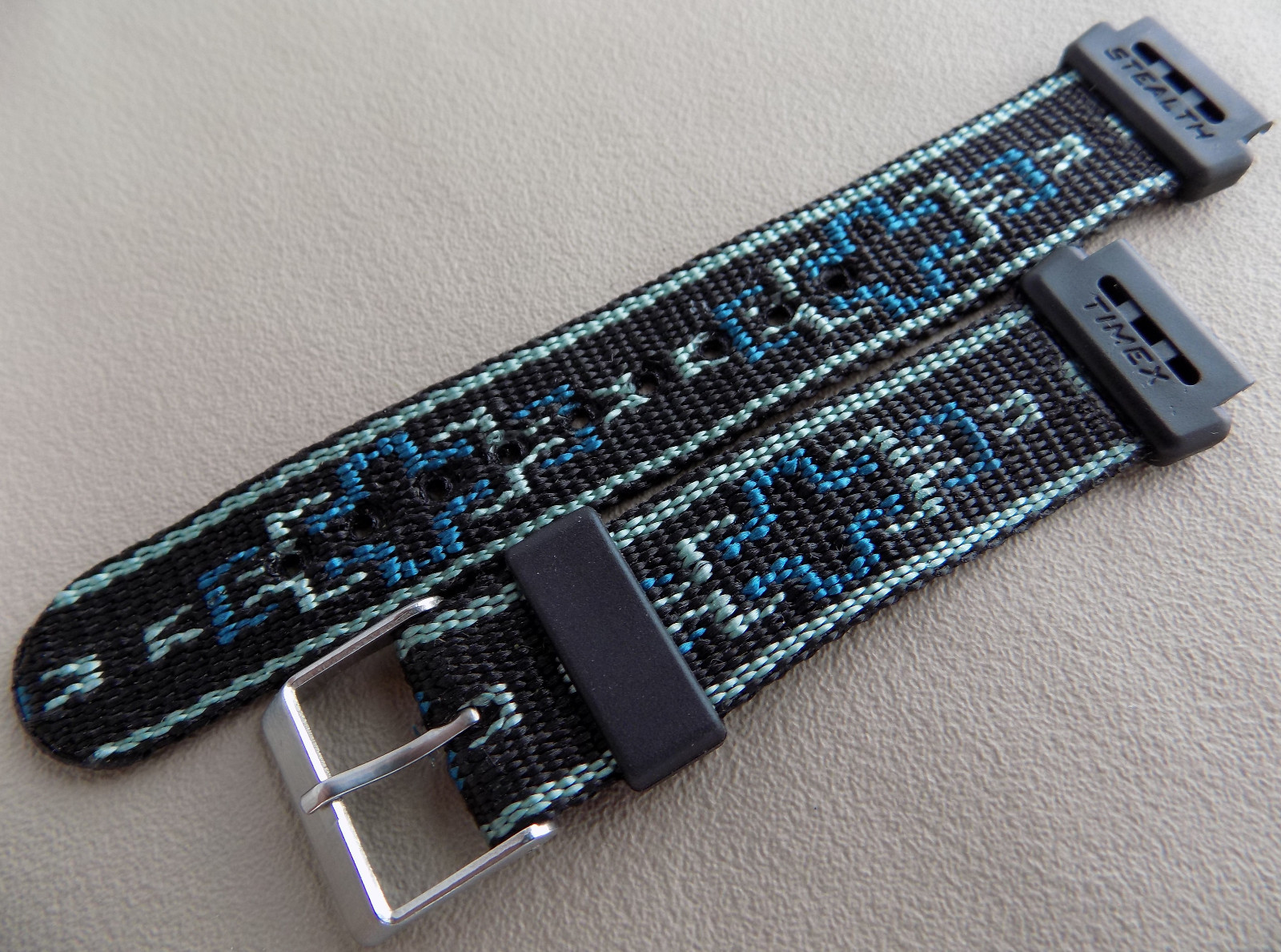 Timex Stealth Indiglo Black Nylon Water Resistant Sport 17mm Regular Watch Band