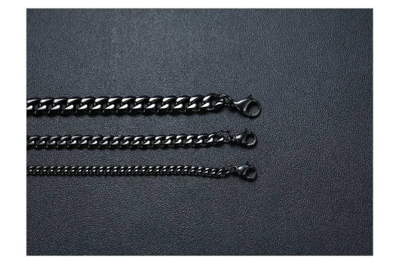 3-11MM Classic Cuban Chain Necklace for Men Women,Silver Black Gold Grey Color S