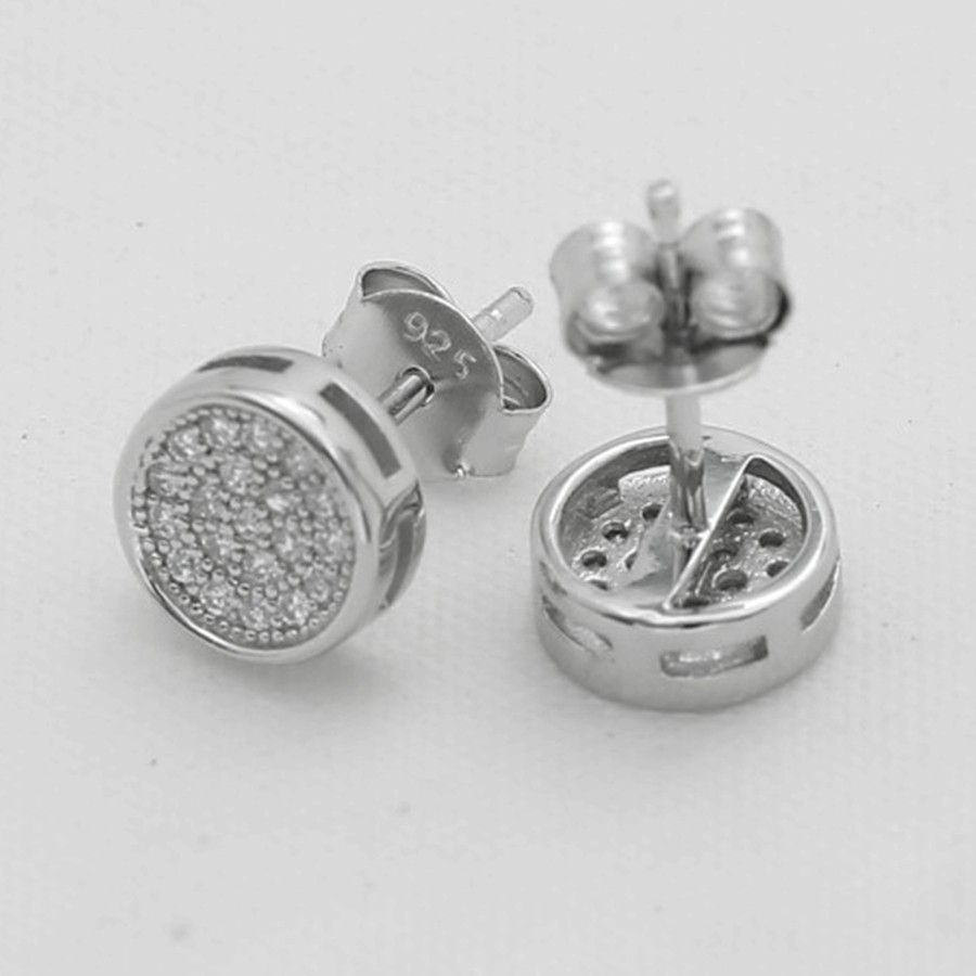 DG Men’s Sterling Silver 925 Cubic zirconia 7mm Round,Studs Earring*Unisex*Box