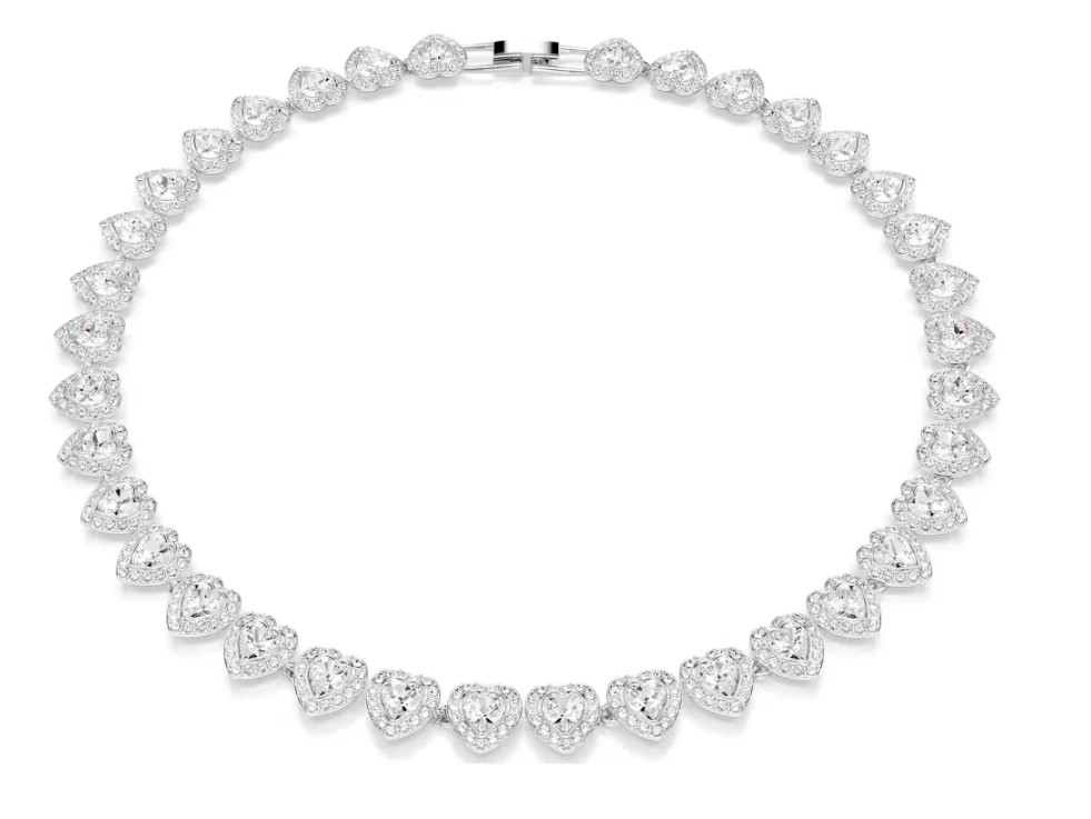 Ariana Grande x Swarovski necklace Mixed cuts, Heart, White, Rhodium plated