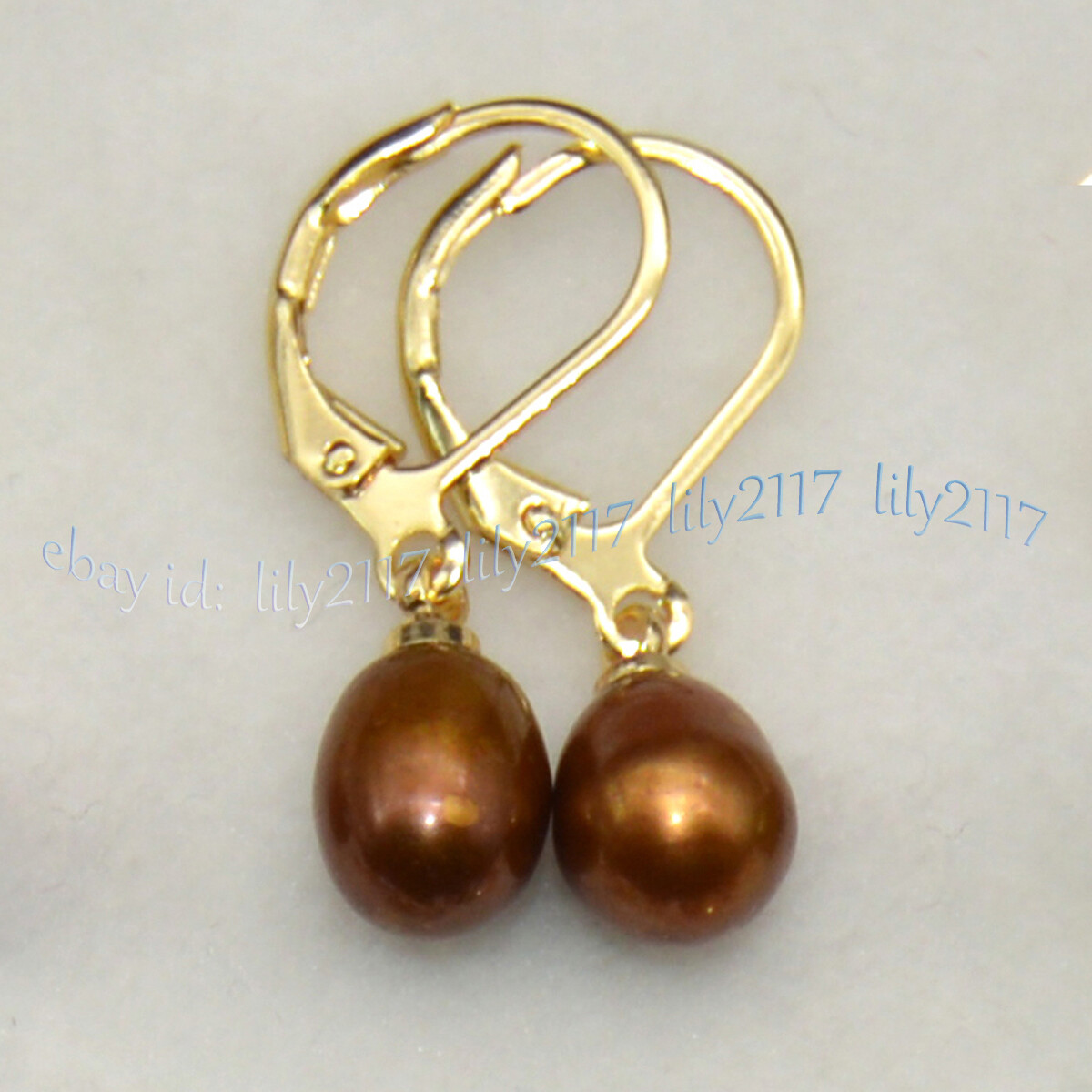 Multicolor 7-8mm Natural Freshwater Rice Pearl Dangle Gold Leverback Earrings