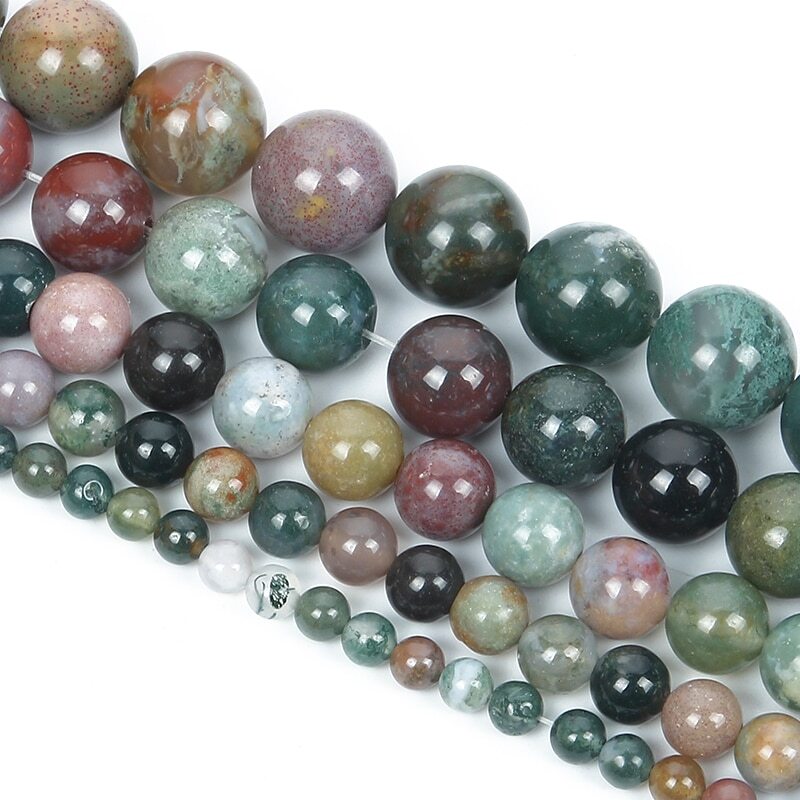 Smooth Natural Indian Agate Stone Beads Round Loose Spacer Beads Jewelry Making