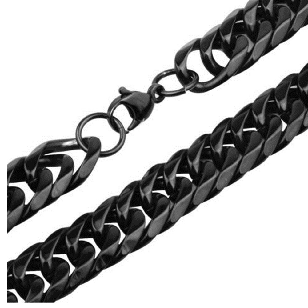 Men’s Black Plated 316L Stainless Steel Curb Cuban Link Chain Necklace Chain