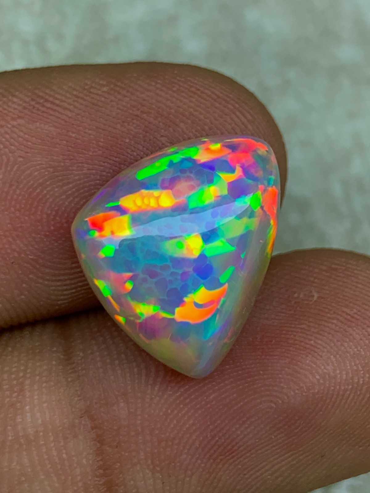 Natural Ethiopian Honeycomb Opal 4.90crt Trillion Cabochon Loose Welo Gemstone
