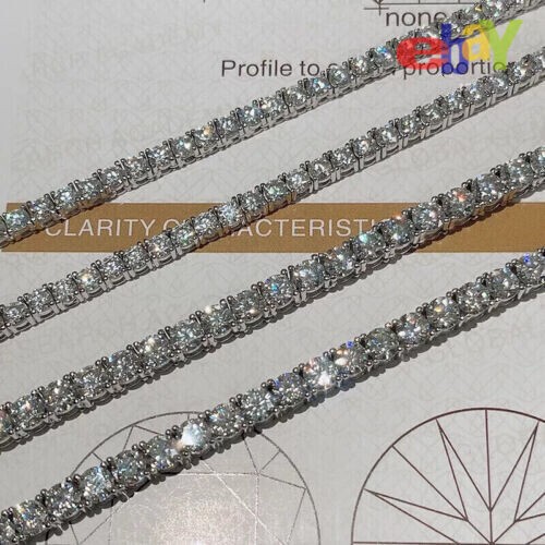 2-6.5mm 16-24″ VVS1 D Moissanite Tennis Chain Necklace 925 Silver Passes Tester!