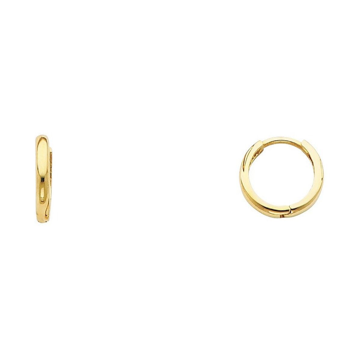 14K Solid Italian Yellow Gold 1.5 mm Small Huggies Hoop plain Earrings 8 mm 1/4″
