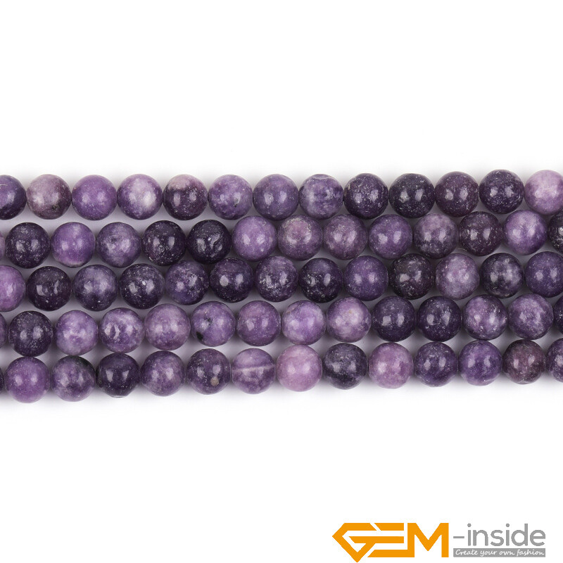Natural Purple Lepidolite Round Polished Gemstone For Jewellery Making Beads 15″