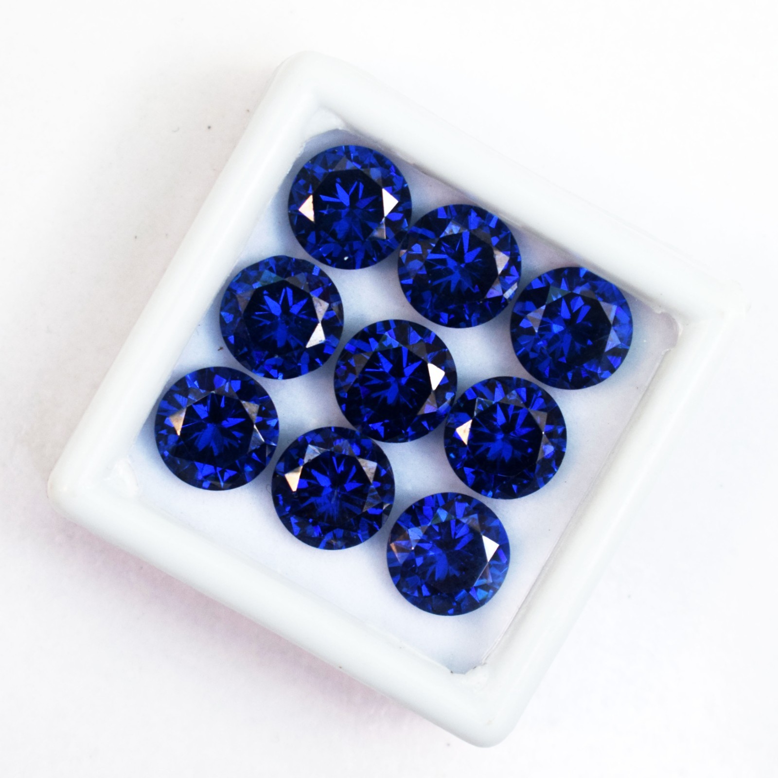 40 CT Flawless Royal Blue Sapphire Round Cut Certified Loose Gemstone 9 Pcs Lot