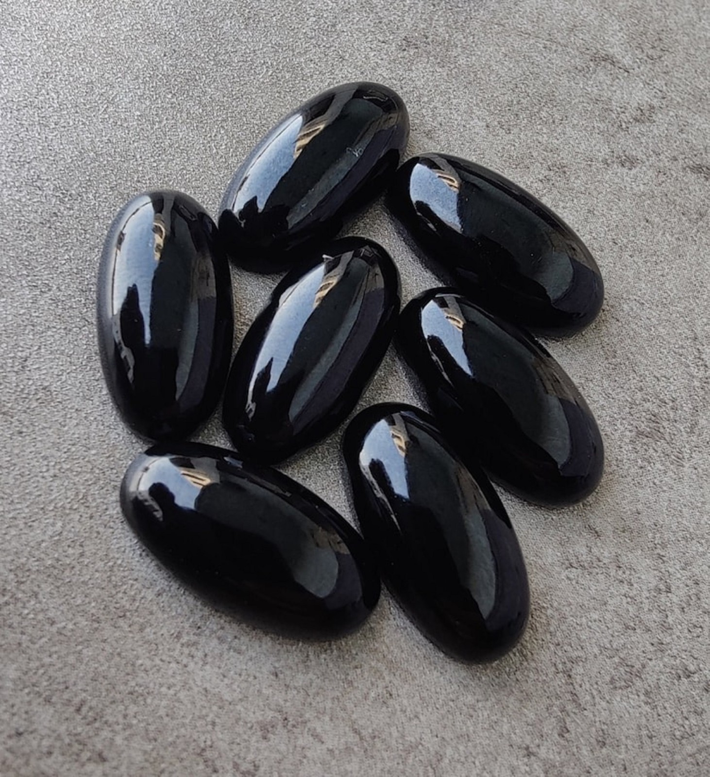 Natural Black Onyx Long Oval Cabochon AAA Grade Loose Gemstone