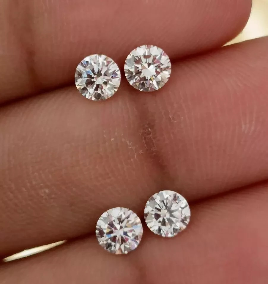 Natural White Diamond 1 CT Round Cut 4 mm 4 Pcs VVS1 D Grade Certified Stone F21