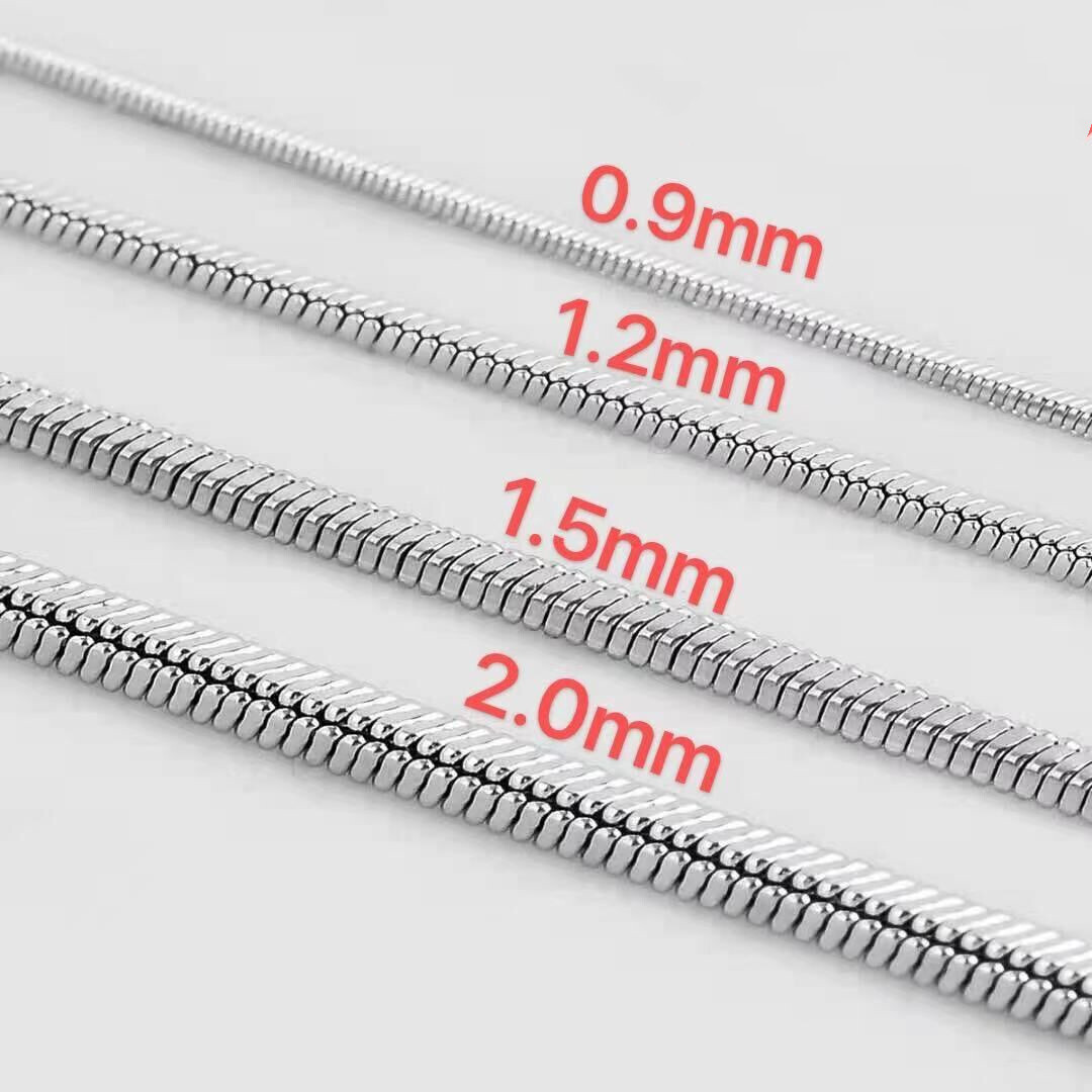 Woman Man 0.9/1.2/1.5/2mm Stainless Steel Square Snake Chain 18-28” Wholesale