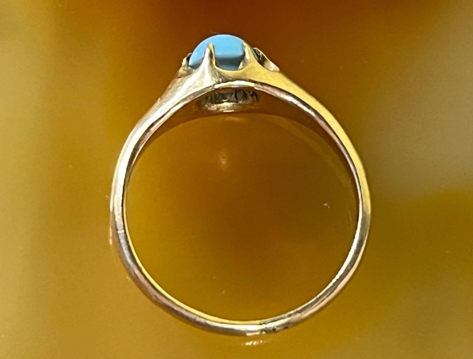 1890’s Victorian 14k Persian Robin’s Egg Turquoise Antique Belcher Ring Sz 5.75