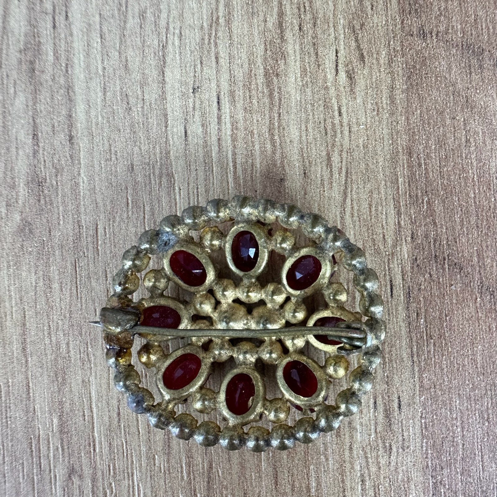Czech Republic Vintage brooch – USSR jewelry – soviet Red stone