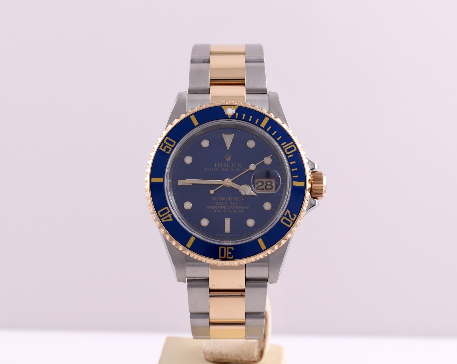 Rolex 2006 Submariner Date Blue SEL No Holes 18K Gold/Steel Box/Papers 16613