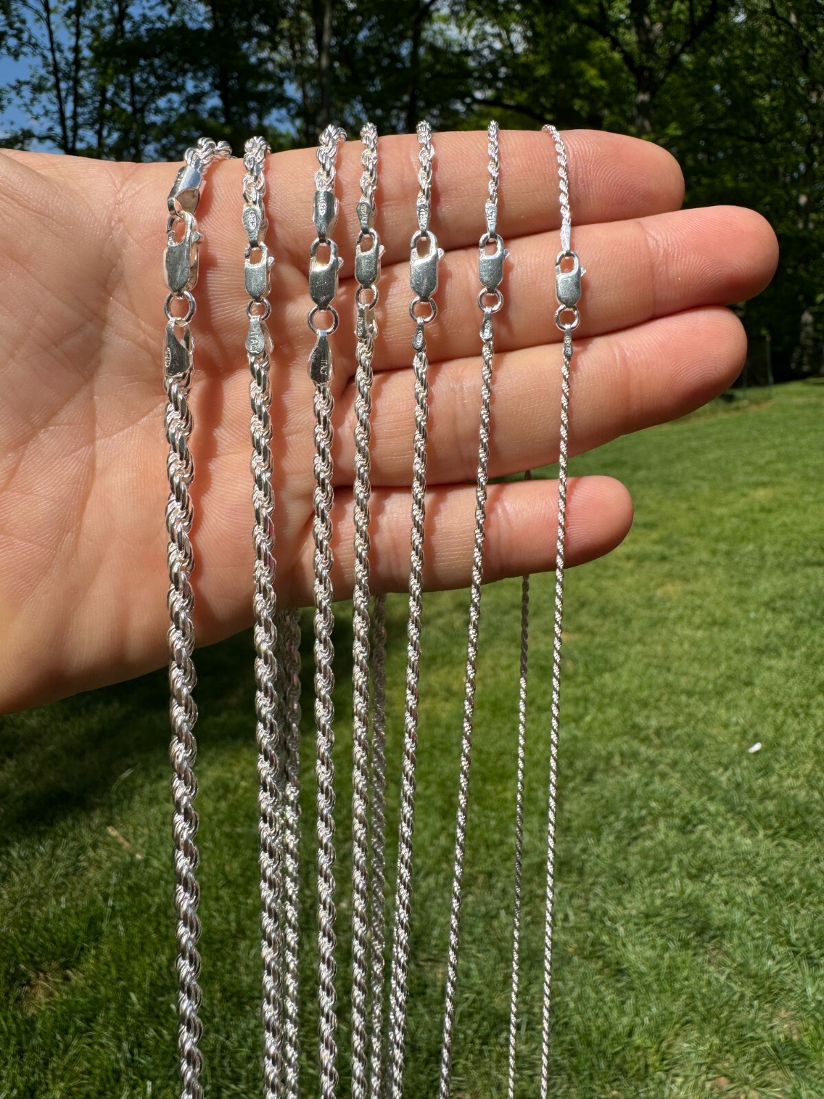 Cadena Rope Plata Esterlina 925 Real Hombre Mujer 1.5-5mm Italia 16-30″